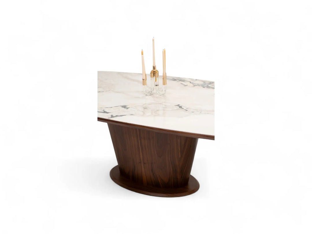 Luxury Walnut Marble Dining Table