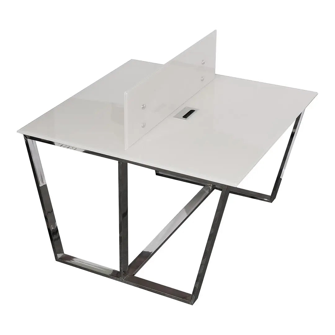 Luxury Workstation with Tempered Glass And Stainless Steel Frame-GCC Home Center
