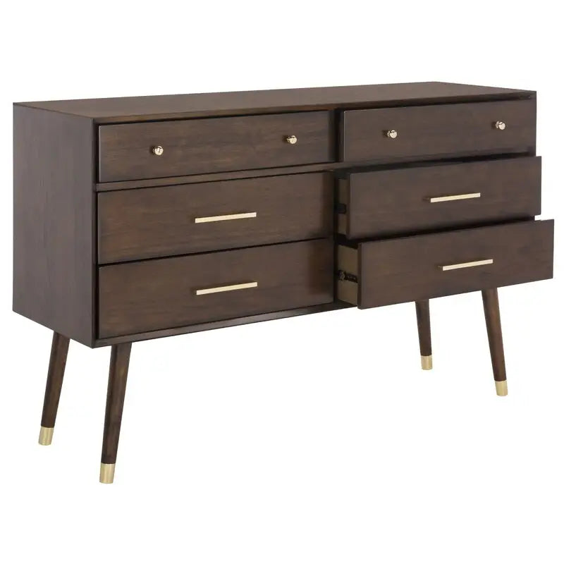 Lyla 6 Drawer Dresser in Dark Brown-GCC Home Center