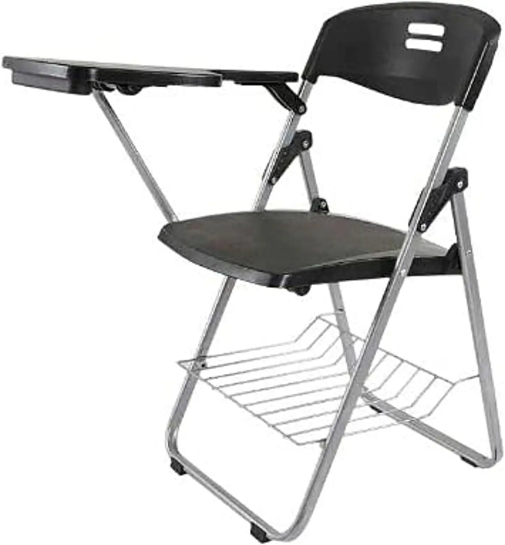 Mahmayi Kelvin S234A Folding Student Chair - Plastic Folding Chair With Writing Tablet - Foldable Chair With Polypropylene Tablet (Black) (Student Chair)