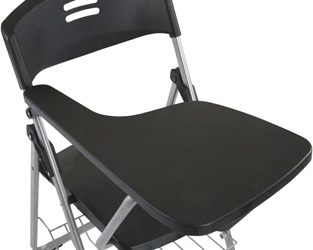 Mahmayi Kelvin S234A Folding Student Chair - Plastic Folding Chair With Writing Tablet - Foldable Chair With Polypropylene Tablet (Black) (Student Chair)