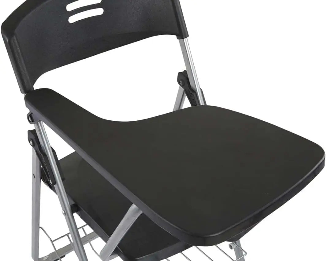 Mahmayi Kelvin S234A Folding Student Chair - Plastic Folding Chair With Writing Tablet - Foldable Chair With Polypropylene Tablet (Black) (Student Chair)