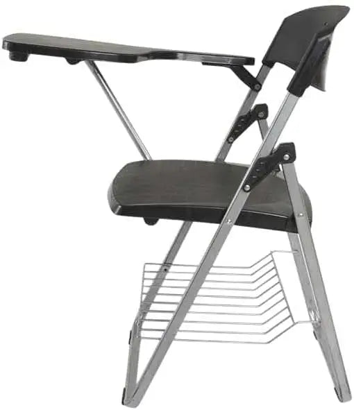 Mahmayi Kelvin S234A Folding Student Chair - Plastic Folding Chair With Writing Tablet - Foldable Chair With Polypropylene Tablet (Black) (Student Chair)