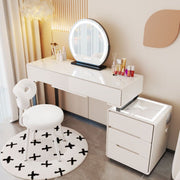Modern Minimalist Vanity Dressing Table Set with Mirror and Chair - Spacious Storage-GCC Home Center