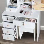 Load image into Gallery viewer, Makeup Vanity Desk with Lighted Mirror, Vanity Table Set with 6 Storage Shelf and 5 Drawers-GCC Home Center