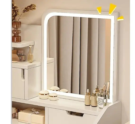 Makeup Vanity Table Dressing Table Flip Mirror With Drawers-GCC Home Center