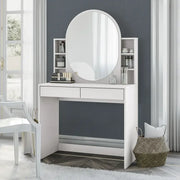 Makeup Vanity with Oval-Shaped Mirror-GCC Home Center
