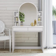 Makeup Vanity with Oval-Shaped Mirror-GCC Home Center