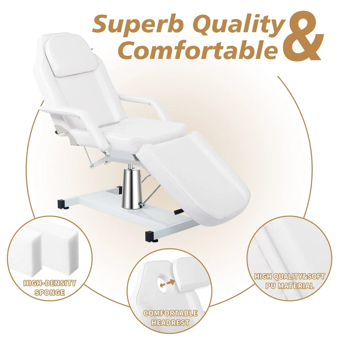 Mall Professional Beauty Facial Bed with Hydraulic Stool & Storage Drawers – Adjustable Spa Salon Treatment Chair Black BS-616