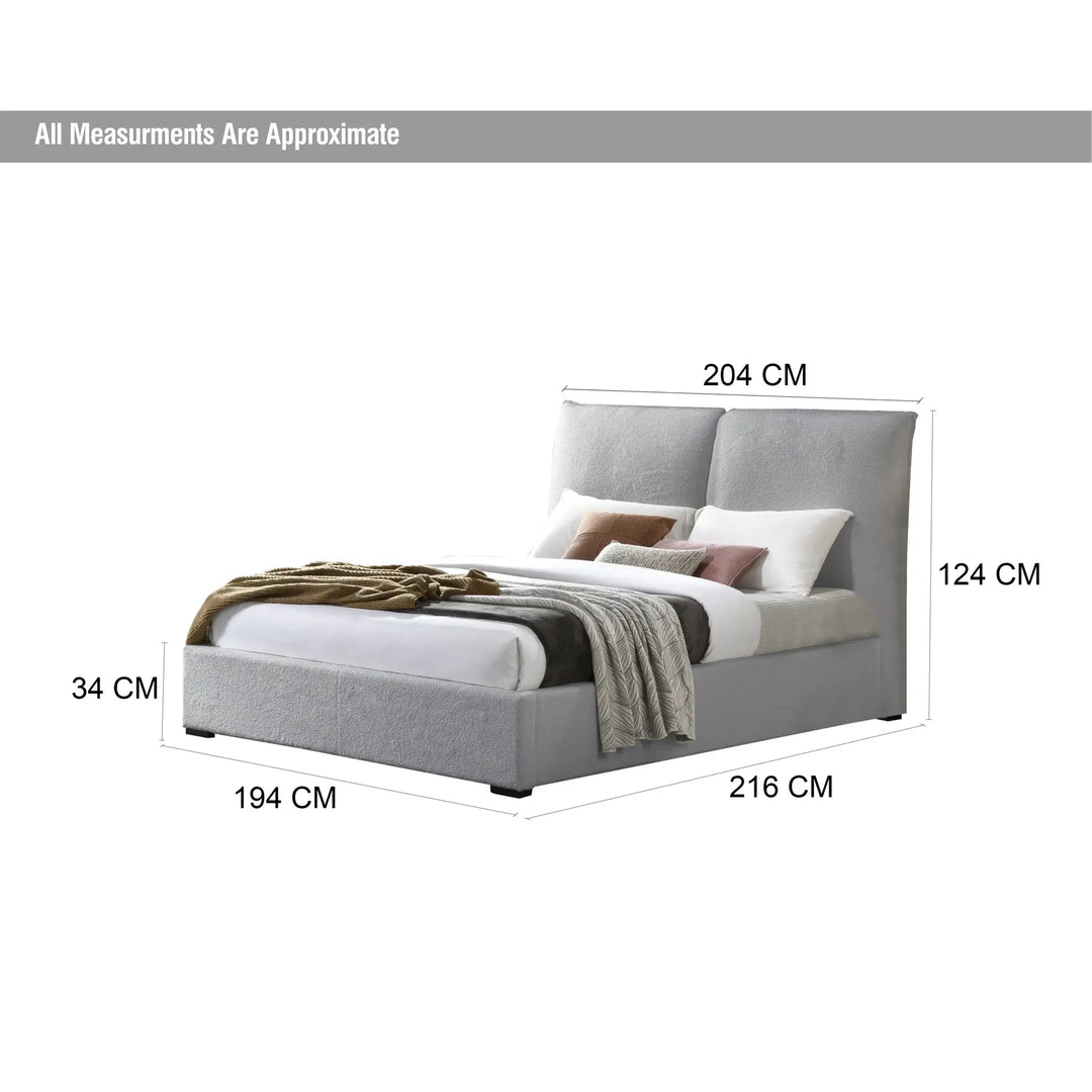 Malta King Bed (With Hydraulic Storage) – Grey