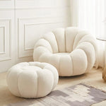 Load image into Gallery viewer, Maple Home Decoration Lamb Fleece Sofa Set Modern Nordic Flower Minimalist Style Sofa for Living Room Furniture (Single Seater &amp; Footstool)