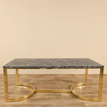 Load image into Gallery viewer, Marble Coffee Table with Chrome Gold Stainless Steel Base – Modern Faux Marble Top