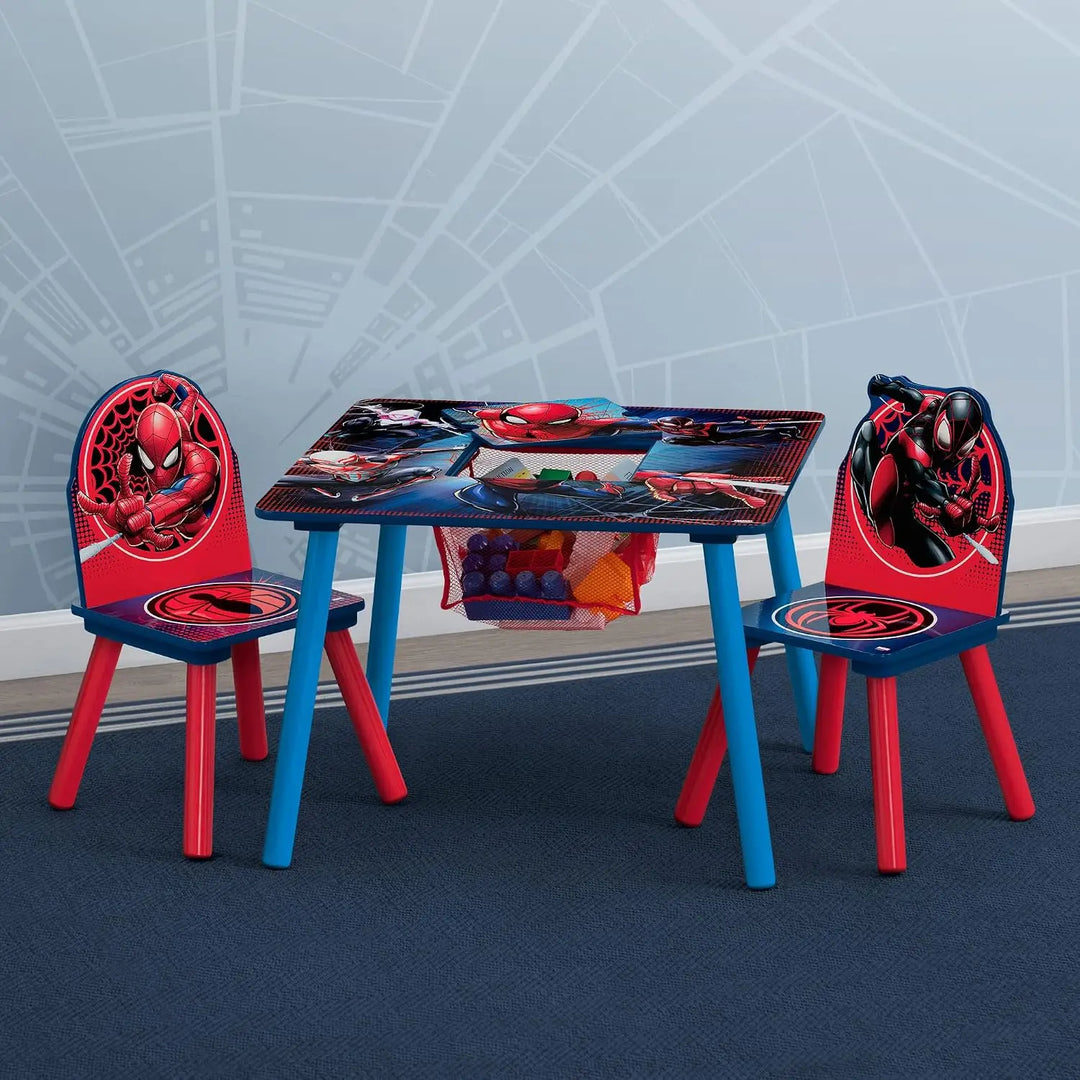 Marvel Spider Man Kids Table Set with Storage 2 Chair - Best For Homework , playing , snacks and Much More .