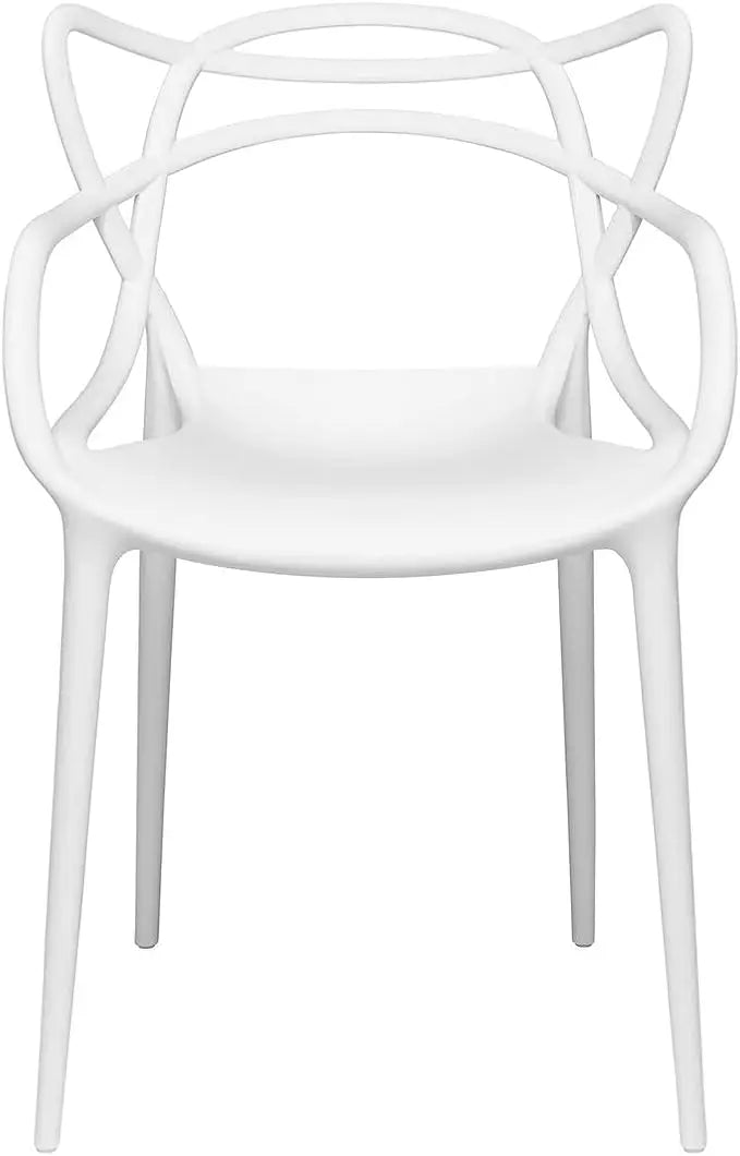 Masters Entangled Plastic Chair For Kitchen Garden Lounge Meeting Room - White-GCC Home Center