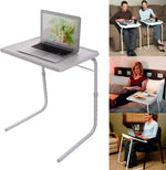 Load image into Gallery viewer, McMoLa Foldable Assembled Table TV Tray Portable Folding Snack Table - Adjustable Sofa Side Table, Bed Laptop Desk Table for Breakfast Home Use White