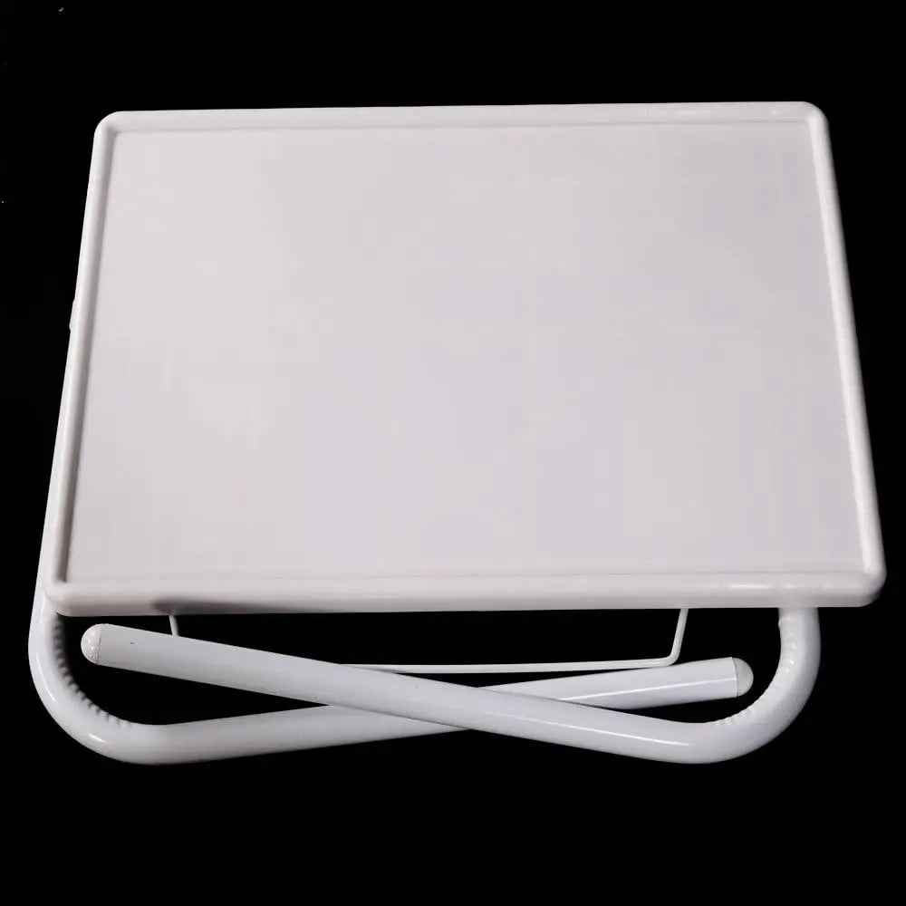 McMoLa Foldable Assembled Table TV Tray Portable Folding Snack Table - Adjustable Sofa Side Table, Bed Laptop Desk Table for Breakfast Home Use White