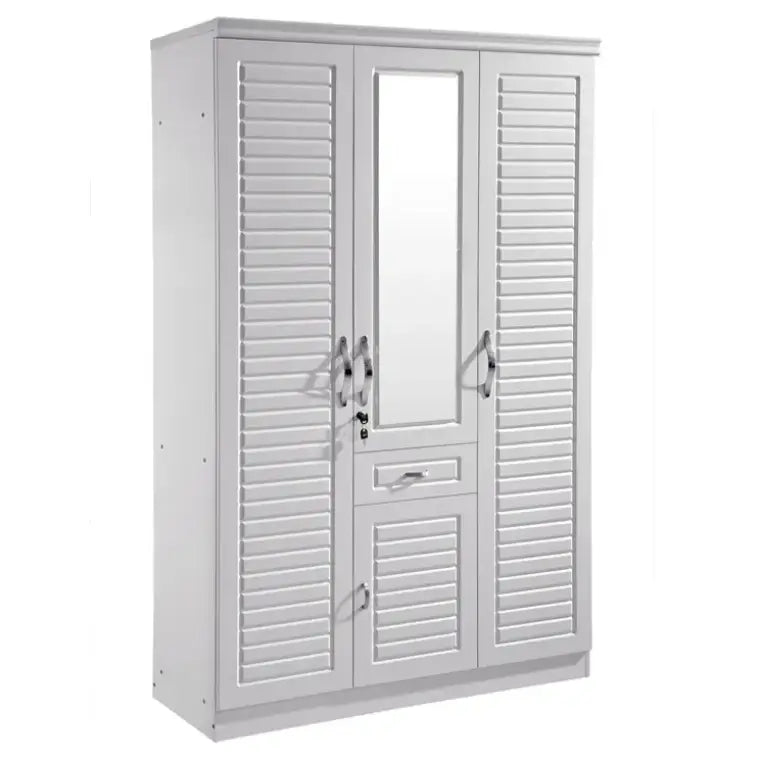 MDF Bedroom 3 Door Wardrobe - White, PVC Finished-GCC Home Center