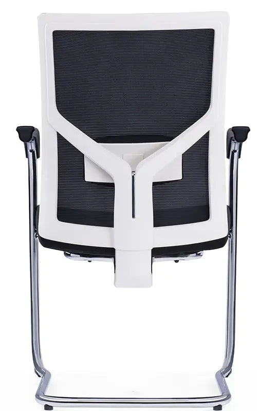 Medium Back Ergonomic Office Bow Chair – White Frame with Black Mesh and Fabric