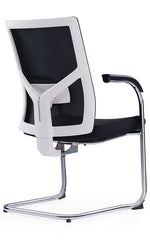 Load image into Gallery viewer, Medium Back Ergonomic Office Bow Chair – White Frame with Black Mesh and Fabric