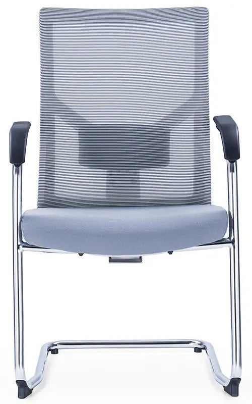 Medium Back Ergonomic Office Bow Chair – White Frame with Black Mesh and Fabric