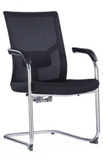 Load image into Gallery viewer, Medium Back Ergonomic Office Bow Chair – White Frame with Black Mesh and Fabric
