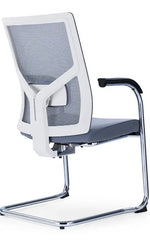 Load image into Gallery viewer, Medium Back Ergonomic Office Bow Chair – White Frame with Black Mesh and Fabric