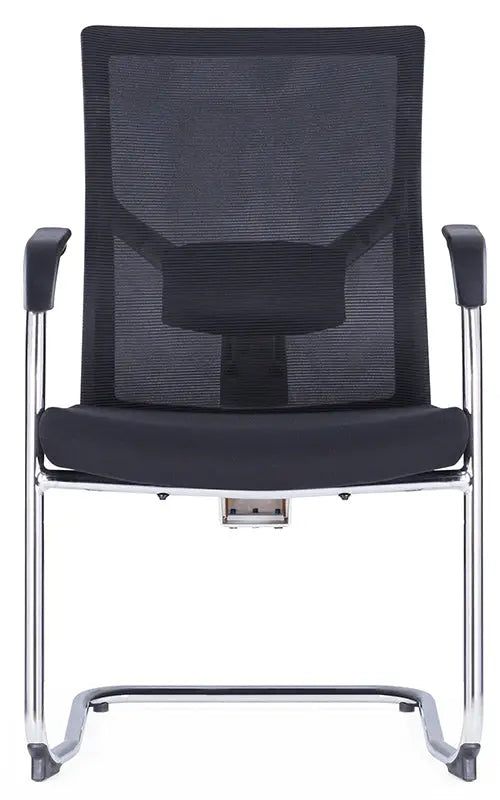 Medium Back Ergonomic Office Bow Chair – White Frame with Black Mesh and Fabric