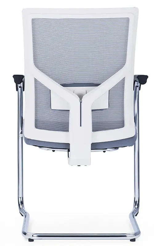 Medium Back Ergonomic Office Bow Chair – White Frame with Black Mesh and Fabric