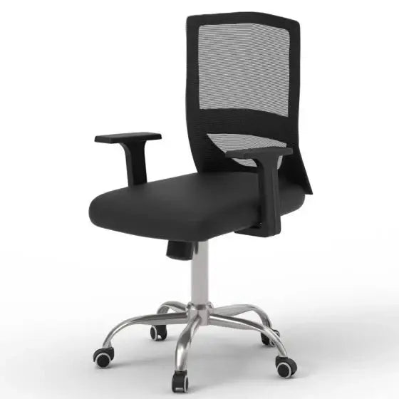 Medium Back Mesh Office chair with Lumbar Support Black-GCC Home Center