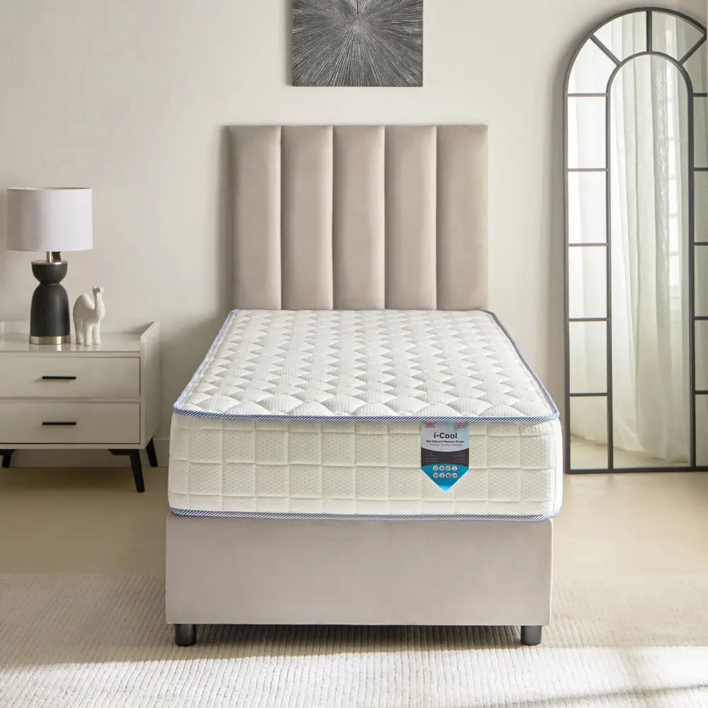 Medium-Firm Gel-Infused Memory Foam Mattress with Pocket Springs – Twin Size (120x200 cm), 10-Year Warranty-GCC Home Center