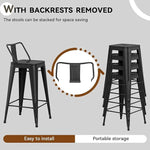 Load image into Gallery viewer, Metal Barstools Set of 4 Industrial Bar Stools with X-brace Support, Matte Black, 30 inch-GCC Home Center