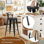 Load image into Gallery viewer, Metal Barstools Set of 4 Industrial Bar Stools with X-brace Support, Matte Black, 30 inch-GCC Home Center
