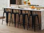 Load image into Gallery viewer, Metal Barstools Set of 4 Industrial Bar Stools with X-brace Support, Matte Black, 30 inch-GCC Home Center