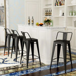 Load image into Gallery viewer, Metal Barstools Set of 4 Industrial Bar Stools with X-brace Support, Matte Black, 30 inch-GCC Home Center
