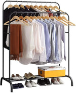 Load image into Gallery viewer, Metal Clothes Rack – Heavy Duty Hanger with Storage Shelf &amp; Side Hooks (White)