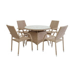 Load image into Gallery viewer, Metal &amp; Faux Rattan 4 Seater Outdoor Dining Set – Round