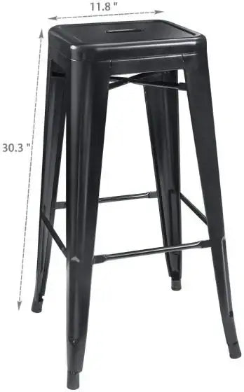 Metal Stackable Bar-Home Kitchen Stool - Black-GCC Home Center