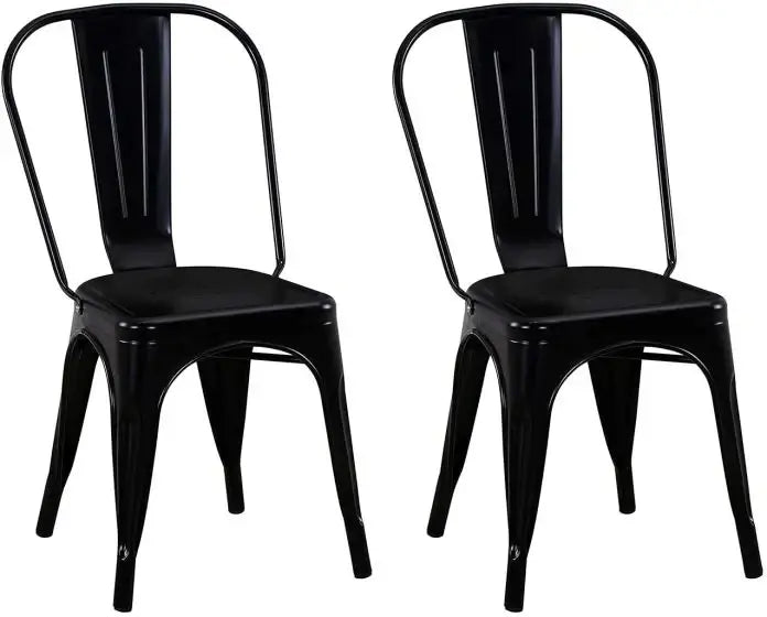 Metal Stackable Dining Chairs for Indoor, Outdoor & Kitchen Chair - Black-GCC Home Center
