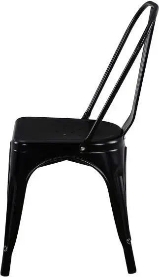 Metal Stackable Dining Chairs for Indoor, Outdoor & Kitchen Chair - Black-GCC Home Center