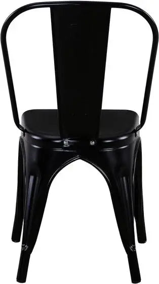 Metal Stackable Dining Chairs for Indoor, Outdoor & Kitchen Chair - Black-GCC Home Center