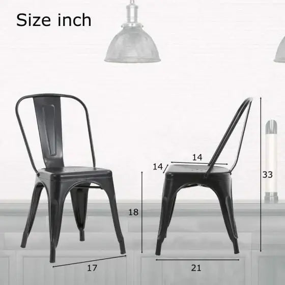 Metal Stackable Dining Chairs for Indoor, Outdoor & Kitchen Chair - Black-GCC Home Center