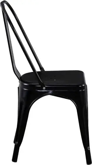 Metal Stackable Dining Chairs for Indoor, Outdoor & Kitchen Chair - Black-GCC Home Center