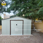 Load image into Gallery viewer, CamelTough Outdoor Metal Storage Shed, 11.2x10.6 feet, Garden Metal Shed. Perfect for Storing Patio Furniture, Garden Tools. Garage Organizer, Weather Resistant. With warranty. Beige, CT-644