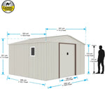 Load image into Gallery viewer, CamelTough Outdoor Metal Storage Shed, 11.2x10.6 feet, Garden Metal Shed. Perfect for Storing Patio Furniture, Garden Tools. Garage Organizer, Weather Resistant. With warranty. Beige, CT-644