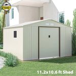 Load image into Gallery viewer, CamelTough Outdoor Metal Storage Shed, 11.2x10.6 feet, Garden Metal Shed. Perfect for Storing Patio Furniture, Garden Tools. Garage Organizer, Weather Resistant. With warranty. Beige, CT-644