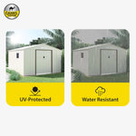 Load image into Gallery viewer, CamelTough Outdoor Metal Storage Shed, 11.2x10.6 feet, Garden Metal Shed. Perfect for Storing Patio Furniture, Garden Tools. Garage Organizer, Weather Resistant. With warranty. Beige, CT-644