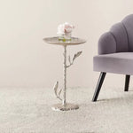 Load image into Gallery viewer, Metal Top Accent Table with Leaf Base – 34x34x55 cm