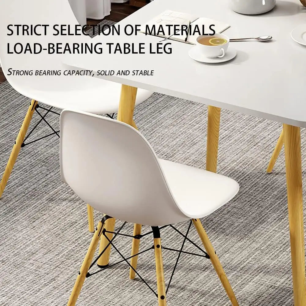 Mid-Century Modern Dining Table with Beechwood Legs and White Laminate Top-GCC Home Center