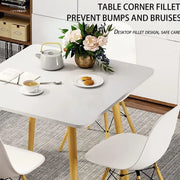 Mid-Century Modern Dining Table with Beechwood Legs and White Laminate Top-GCC Home Center