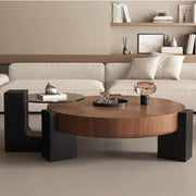Jilphar Furniture Mid Century Nordic Minimalist Modern Round Walnut Solid Wood Vintage Coffee Table JP4055-GCC Home Center